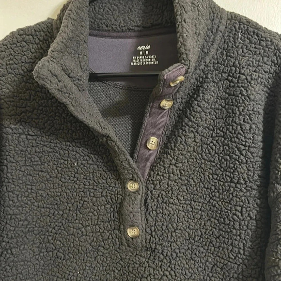 EUC Aerie Oversized Sherpa Soft Button Pullover Sweater - Picture 2 of 3